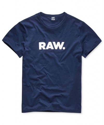 Men's Holorn RAW Graphic Logo Crewneck T-Shirt Blue $22.50 T-Shirts