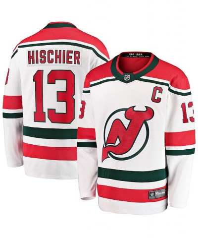 Men's Branded Nico Hischier White New Jersey Devils 2022/23 Heritage Premier Breakaway Jersey $67.68 Jersey