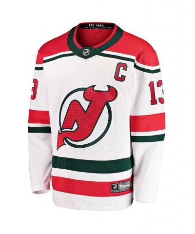 Men's Branded Nico Hischier White New Jersey Devils 2022/23 Heritage Premier Breakaway Jersey $67.68 Jersey