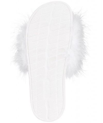 Women's Marabou Pool Slides White $11.58 Shoes