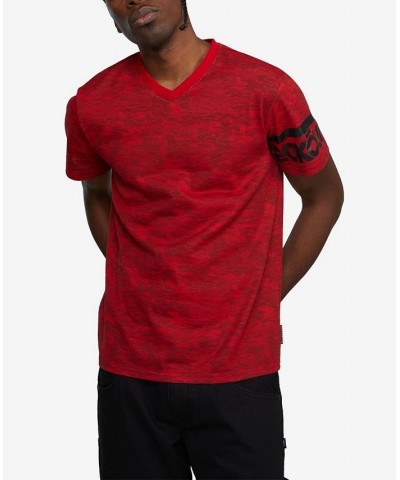 Men's Short Sleeve Madison Ave V-Neck T-shirt Red $25.92 T-Shirts