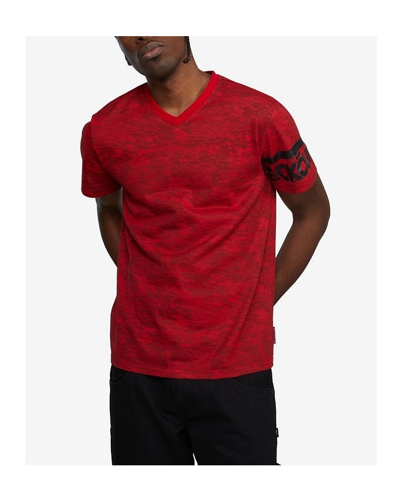 Men's Short Sleeve Madison Ave V-Neck T-shirt Red $25.92 T-Shirts