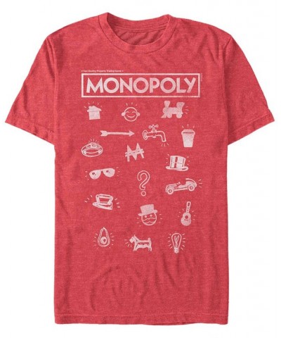 Monopoly Men's Pieces Icon Stack Short Sleeve T-Shirt Red $17.15 T-Shirts