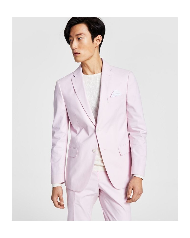 Men's Modern-Fit TH Flex Stretch Chambray Suit Separate Jacket Pink $48.60 Suits