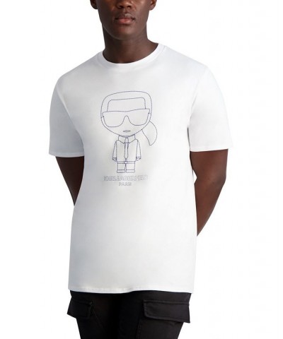 Men's Outline Karl Character Short Sleeve Crew Neck T-shirt White $29.67 T-Shirts