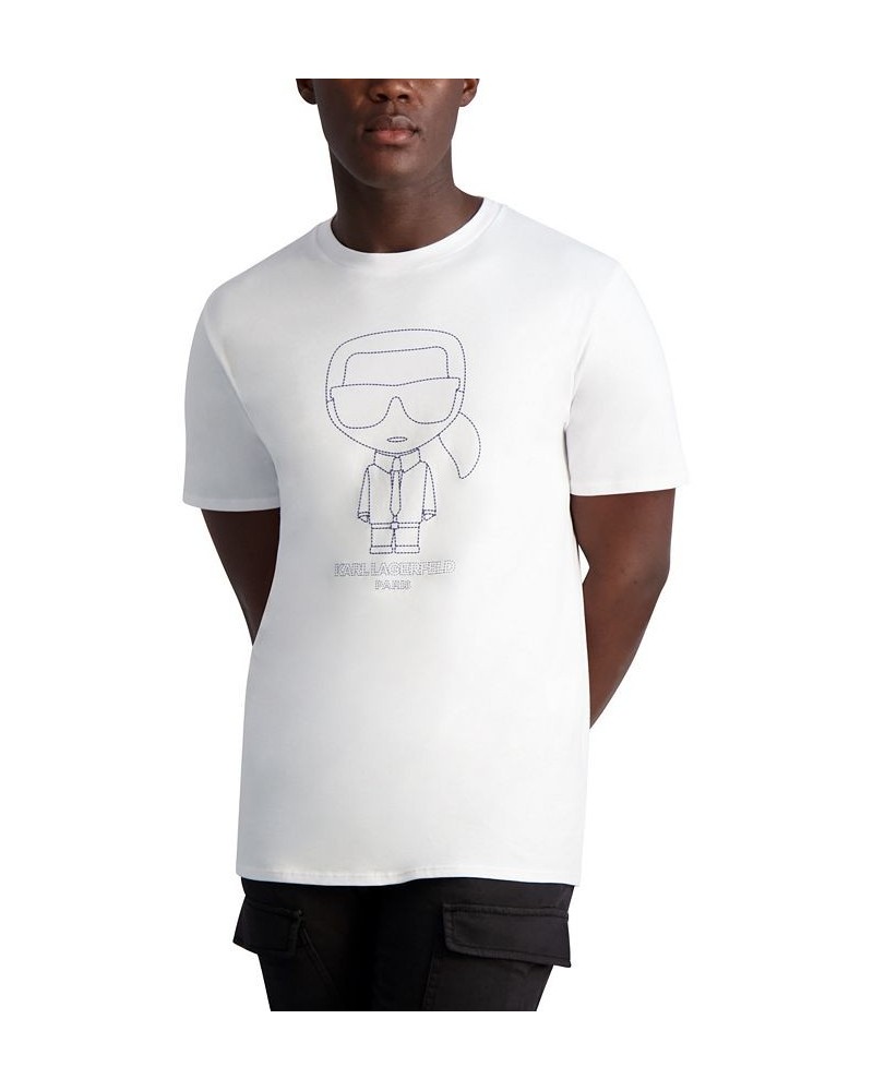 Men's Outline Karl Character Short Sleeve Crew Neck T-shirt White $29.67 T-Shirts