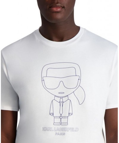 Men's Outline Karl Character Short Sleeve Crew Neck T-shirt White $29.67 T-Shirts