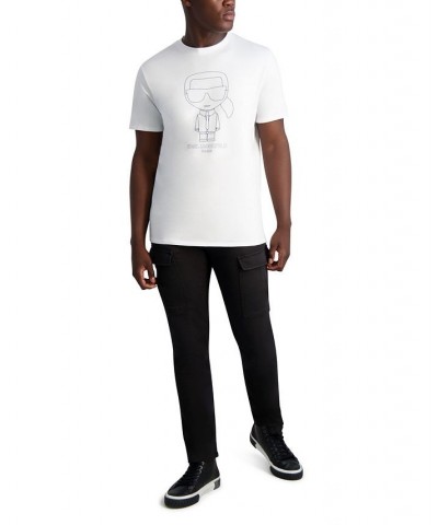 Men's Outline Karl Character Short Sleeve Crew Neck T-shirt White $29.67 T-Shirts