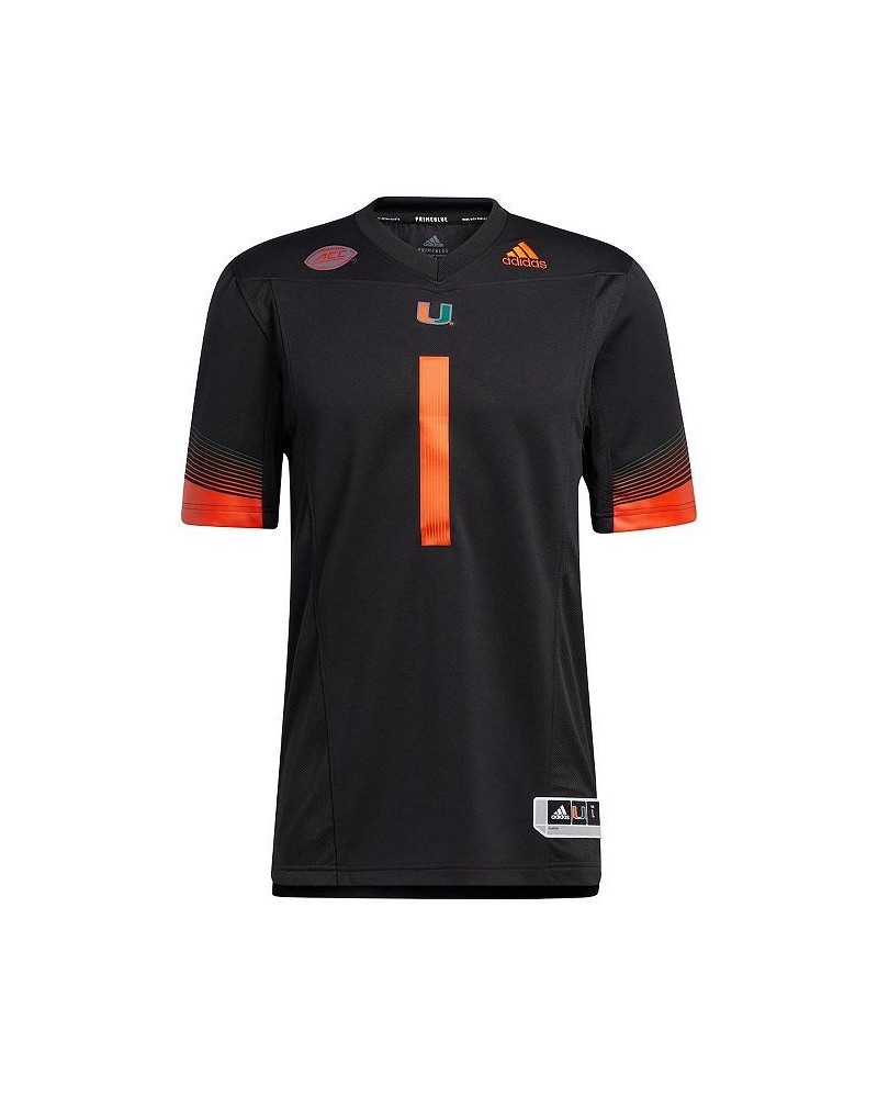 Men's 1 Black Miami Hurricanes Premier Strategy Jersey $49.40 Jersey