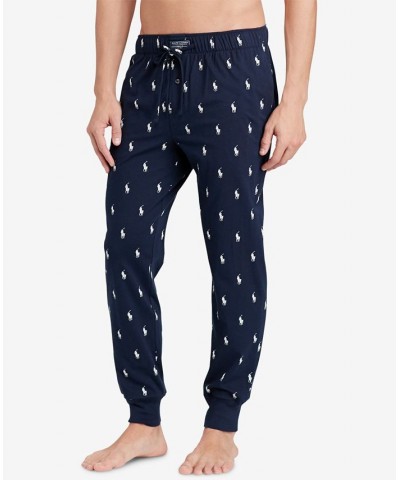 Men's Cotton Sleep Jogger Pants Blue $38.23 Pajama