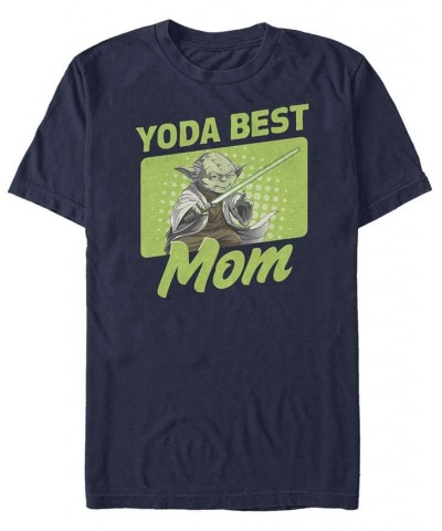 Men's Yoda Best Mom Short Sleeve Crew T-shirt Blue $20.99 T-Shirts