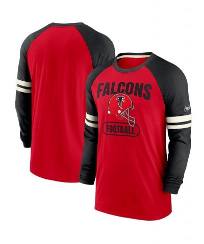 Men's Red and Black Atlanta Falcons Throwback Raglan Long Sleeve T-shirt $33.79 T-Shirts