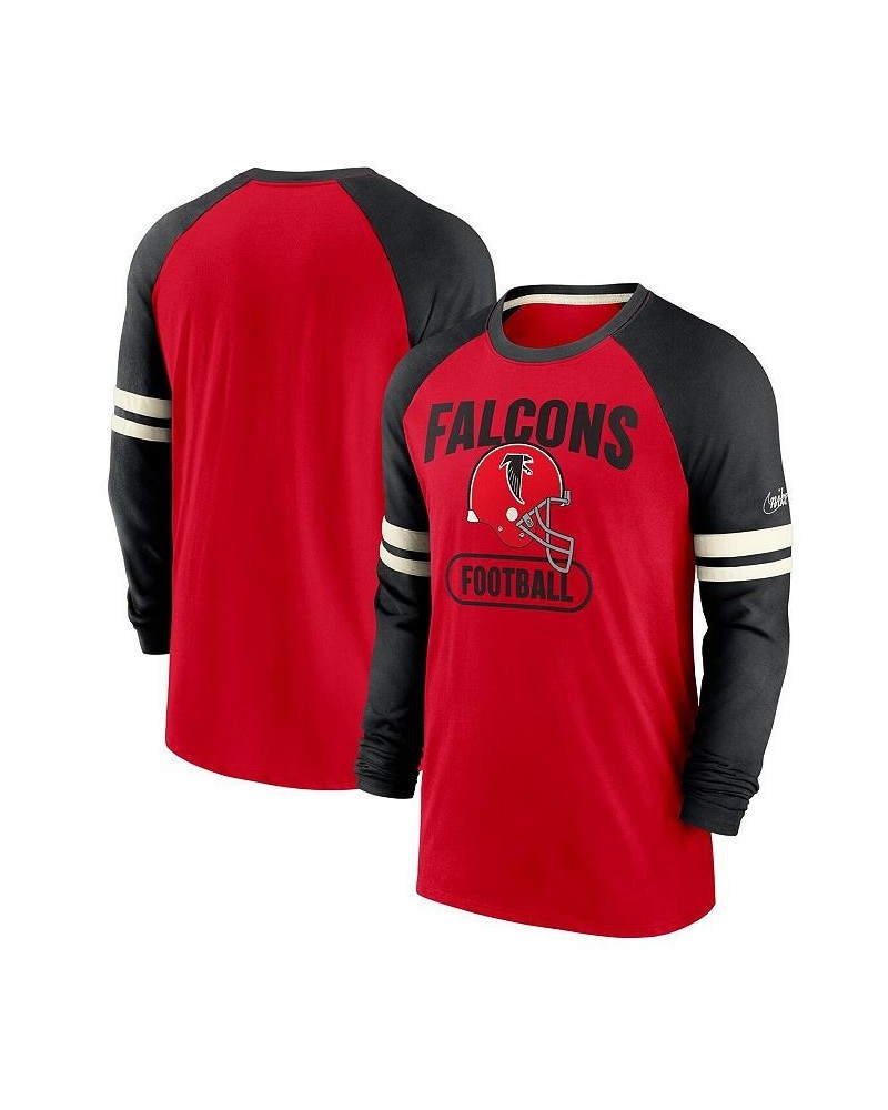 Men's Red and Black Atlanta Falcons Throwback Raglan Long Sleeve T-shirt $33.79 T-Shirts