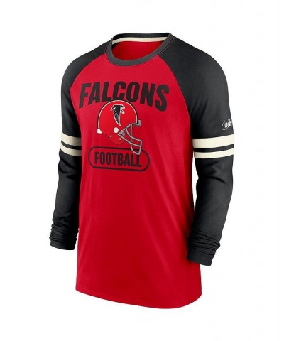 Men's Red and Black Atlanta Falcons Throwback Raglan Long Sleeve T-shirt $33.79 T-Shirts