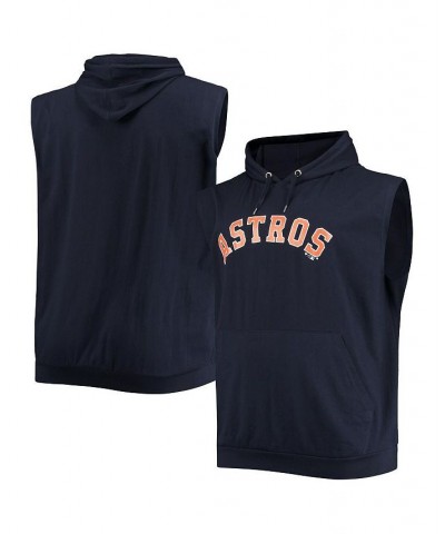 Men's Navy Houston Astros Jersey Big and Tall Muscle Sleeveless Pullover Hoodie $22.36 T-Shirts