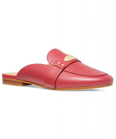 Women's MK Plate Mules Red $34.27 Shoes
