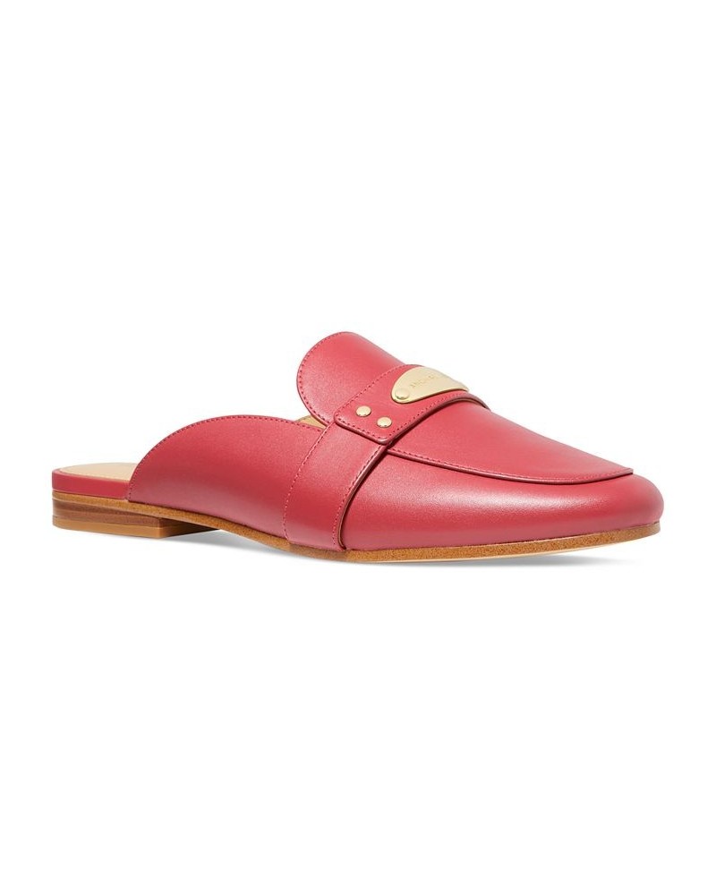 Women's MK Plate Mules Red $34.27 Shoes