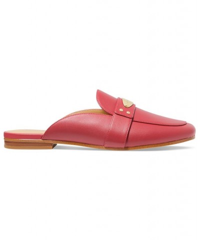 Women's MK Plate Mules Red $34.27 Shoes