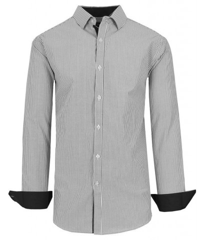 Men's Long Sleeve Pinstripe Dress Shirt PD02 $31.96 Shirts