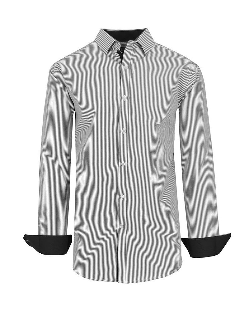 Men's Long Sleeve Pinstripe Dress Shirt PD02 $31.96 Shirts