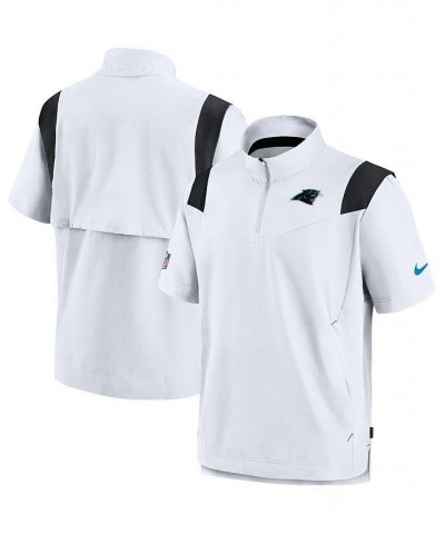 Men's White Carolina Panthers Sideline Coaches Short Sleeve Quarter-Zip Jacket $36.00 Jackets