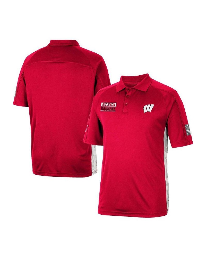 Men's Red Wisconsin Badgers OHT Military-Inspired Appreciation Snow Camo Polo Shirt $27.60 Polo Shirts