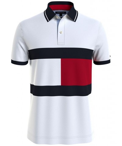 Men's TH FLEX Hilfiger Flag Custom Fit Polo White $35.04 Polo Shirts