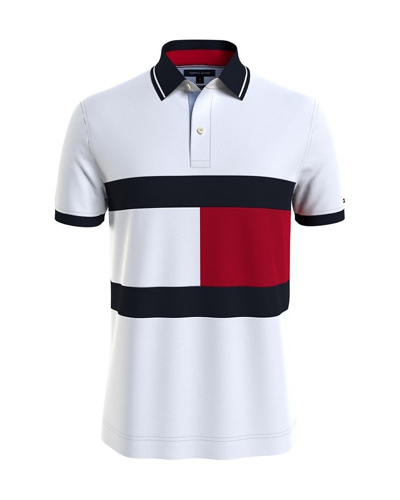 Men's TH FLEX Hilfiger Flag Custom Fit Polo White $35.04 Polo Shirts