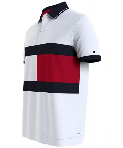 Men's TH FLEX Hilfiger Flag Custom Fit Polo White $35.04 Polo Shirts