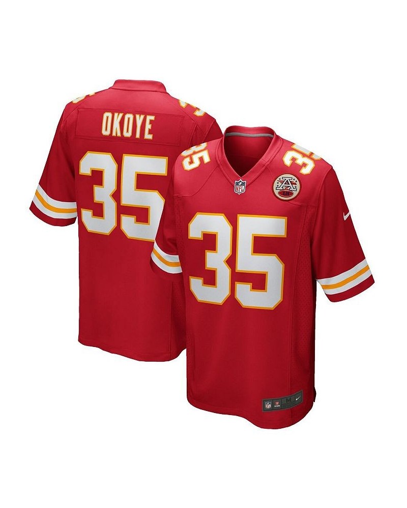 Men's Christian Okoye Red Kansas City Chiefs Game Retired Player Jersey $47.60 Jersey