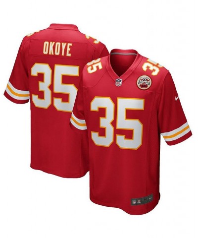 Men's Christian Okoye Red Kansas City Chiefs Game Retired Player Jersey $47.60 Jersey