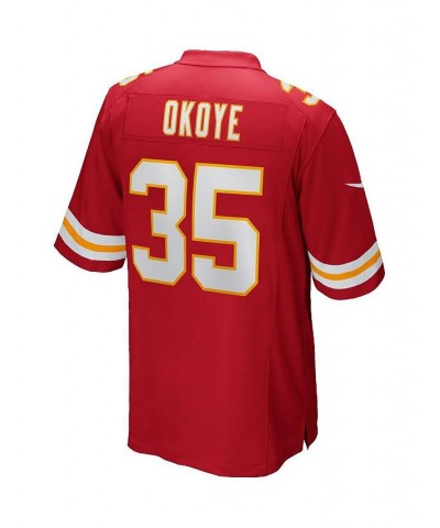 Men's Christian Okoye Red Kansas City Chiefs Game Retired Player Jersey $47.60 Jersey