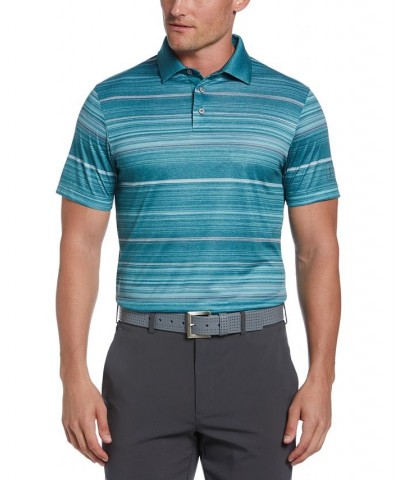 Men's Athletic-Fit Terrain Stripe Print Short Sleeve Golf Polo Shirt Green $22.32 Polo Shirts