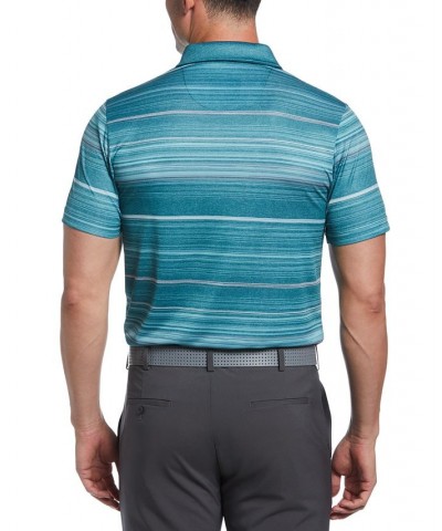 Men's Athletic-Fit Terrain Stripe Print Short Sleeve Golf Polo Shirt Green $22.32 Polo Shirts