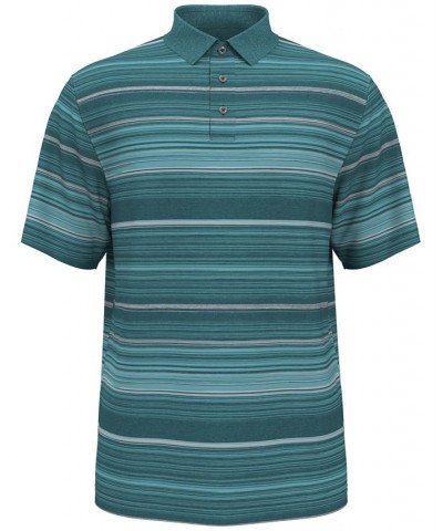 Men's Athletic-Fit Terrain Stripe Print Short Sleeve Golf Polo Shirt Green $22.32 Polo Shirts