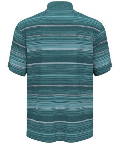 Men's Athletic-Fit Terrain Stripe Print Short Sleeve Golf Polo Shirt Green $22.32 Polo Shirts