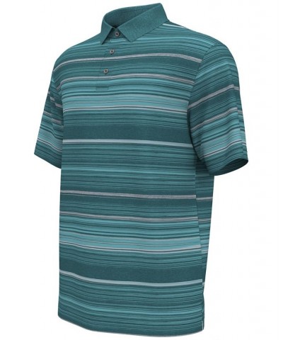 Men's Athletic-Fit Terrain Stripe Print Short Sleeve Golf Polo Shirt Green $22.32 Polo Shirts