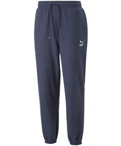Men's Elastic Drawstring Embroidered Logo Sweatpants Blue $19.78 Pants