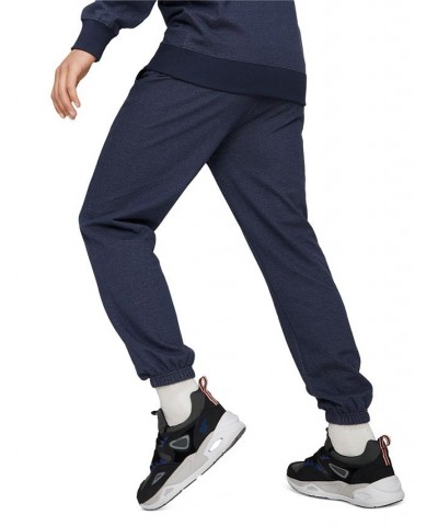 Men's Elastic Drawstring Embroidered Logo Sweatpants Blue $19.78 Pants