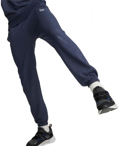 Men's Elastic Drawstring Embroidered Logo Sweatpants Blue $19.78 Pants