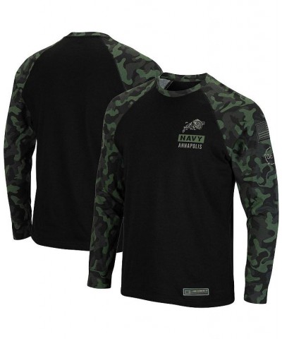 Men's Black Navy Midshipmen OHT Military-Inspired Appreciation Camo Raglan Long Sleeve T-shirt $17.20 T-Shirts