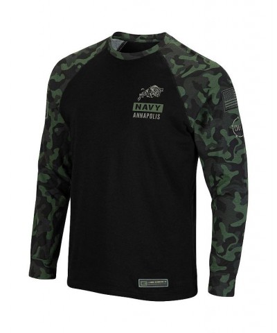 Men's Black Navy Midshipmen OHT Military-Inspired Appreciation Camo Raglan Long Sleeve T-shirt $17.20 T-Shirts