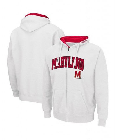 Men's White Maryland Terrapins Arch and Logo 3.0 Full-Zip Hoodie $34.19 Sweatshirt