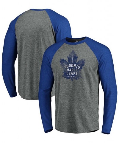 Men's Heathered Gray and Heathered Blue Toronto Maple Leafs Team Tri-Blend Raglan Long Sleeve T-shirt $22.79 T-Shirts