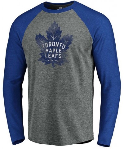 Men's Heathered Gray and Heathered Blue Toronto Maple Leafs Team Tri-Blend Raglan Long Sleeve T-shirt $22.79 T-Shirts