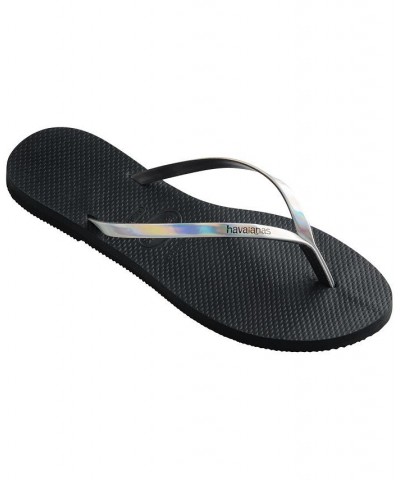Women's You Metallic Flip Flop Sandals Gray $22.13 Shoes