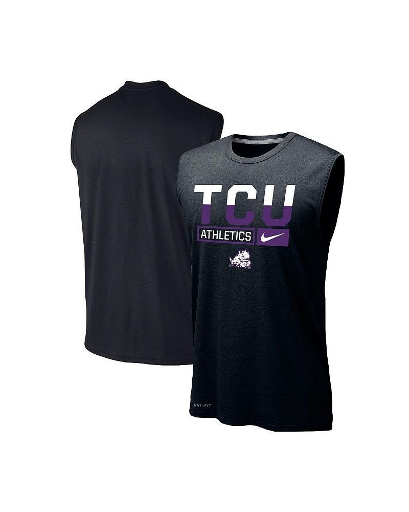 Men's Black TCU Horned Frogs Wordmark Drop Legend Performance Tank Top $25.00 T-Shirts