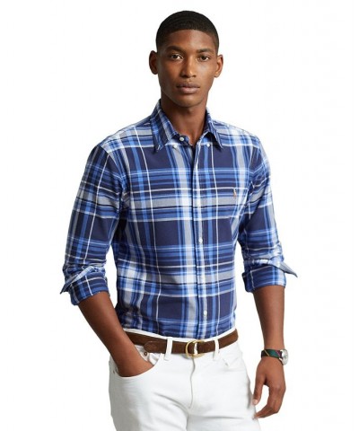 Men's Classic-Fit Plaid Oxford Shirt PD02 $58.05 Shirts