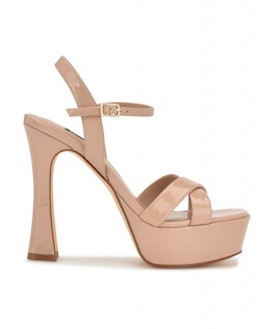 Women's Iriv Block Heel Platform Dress Sandals Tan/Beige $39.24 Shoes