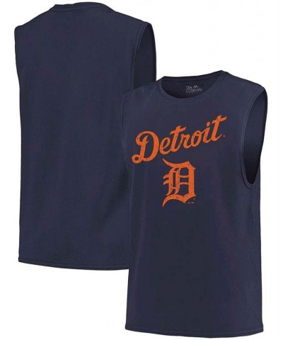 Men's Navy Detroit Tigers Softhand Muscle Tank Top $22.00 T-Shirts
